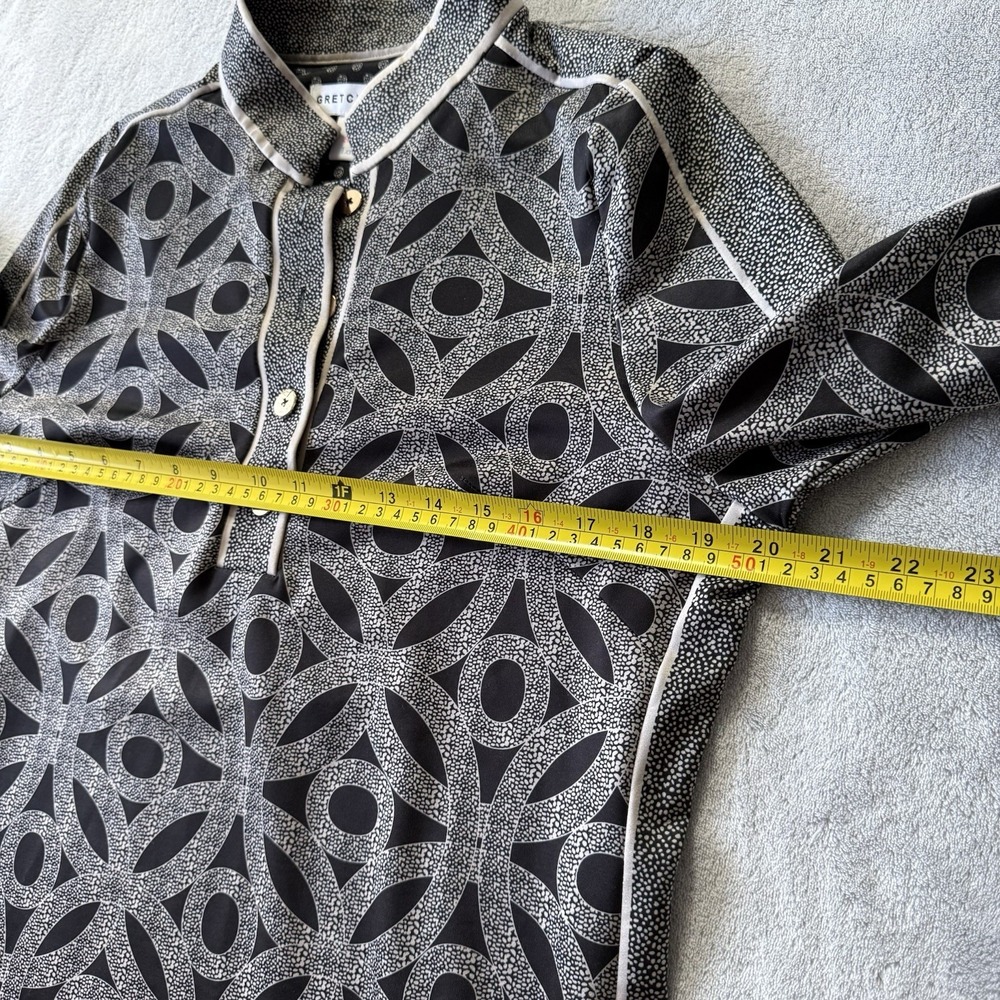 Gretchen Scott Everywhere Shirt Dress Size Large Gray Blue Geometric Print Prep - Picture 5 of 6